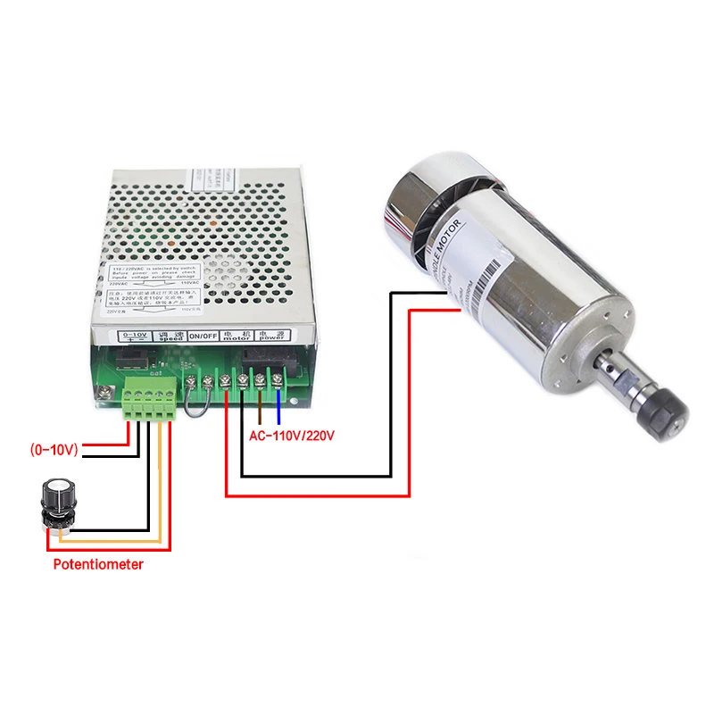 Spindle Power Supply,200W 300W 400W 500W,Input 220VAC or 110VAC,Output 48VDC,GRBL/Mach3 Spindle Motor PowerAdjustable, CNC DIY