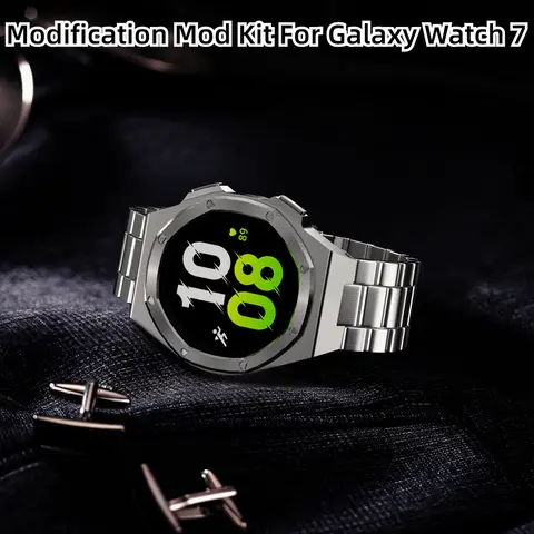 Modifieringssats för Samsung Galaxy Watch 7 40mm 44mm armband metallklocka silikonarmband skyddande skyddsram 12 best sales reparationskit för Samsung Galaxy Watch - №9