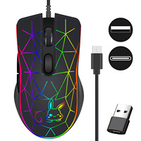 Wired Type-C Mouse with LED Lights for Apple Huawei Laptops Tablets Smartphones Typec Compatible
