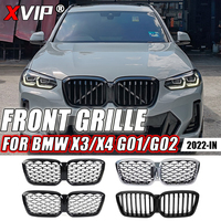 XVIP Chrome Silver Diamonds Style Front Bumper Grilles For BMW X3 G01 X4 G02 2022-IN Gloss Single Line Style Matte Racing Grills