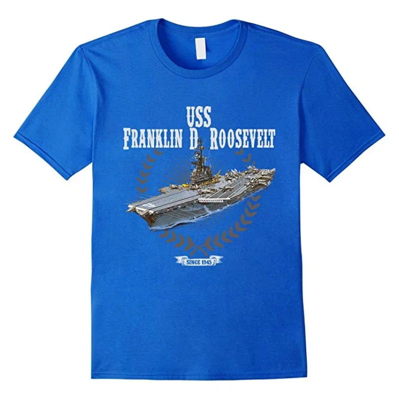 USS Franklin D. Roosevelt CV-42 Aircraft Carrier T-Shirt 100% Cotton O-Neck Short Sleeve Summer Casual Mens T-shirt