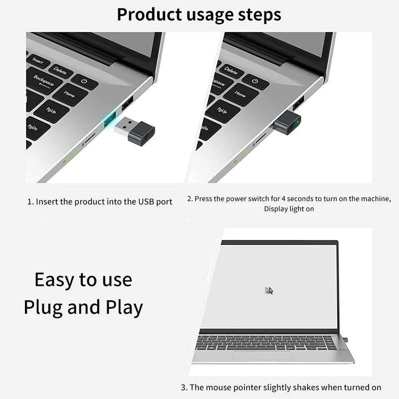 Undetectable Automatic Mover Mouse Jiggler USB Port Shaker Wiggler For Laptop Keeps Computer Awake Simulate Mouse Movement
