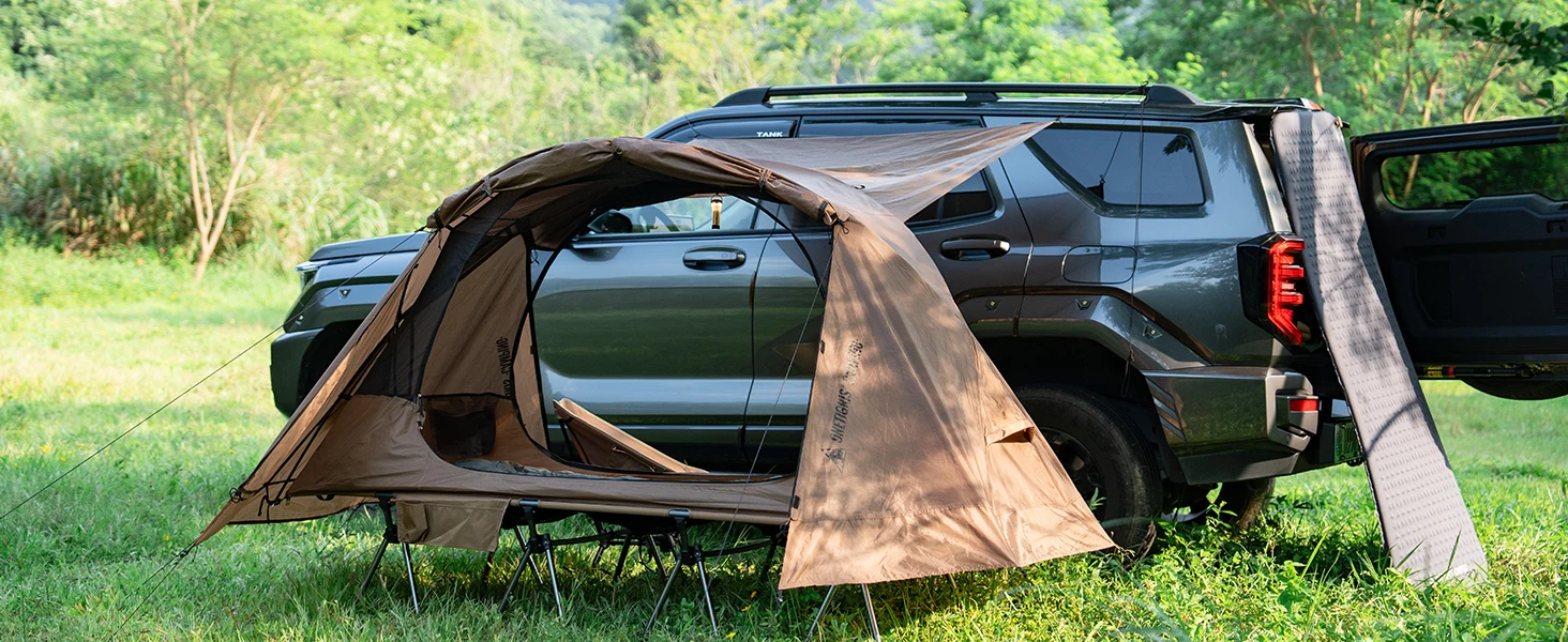 ONETIGRIS NIGHTWATCH Camping-Feldbett-Zelt 1-Personen-Netz-Innenzelt Übergroßes Feldbett-Kombi für Rucksackreisen, Auto-Trekking und Bushcraft – Detail 9