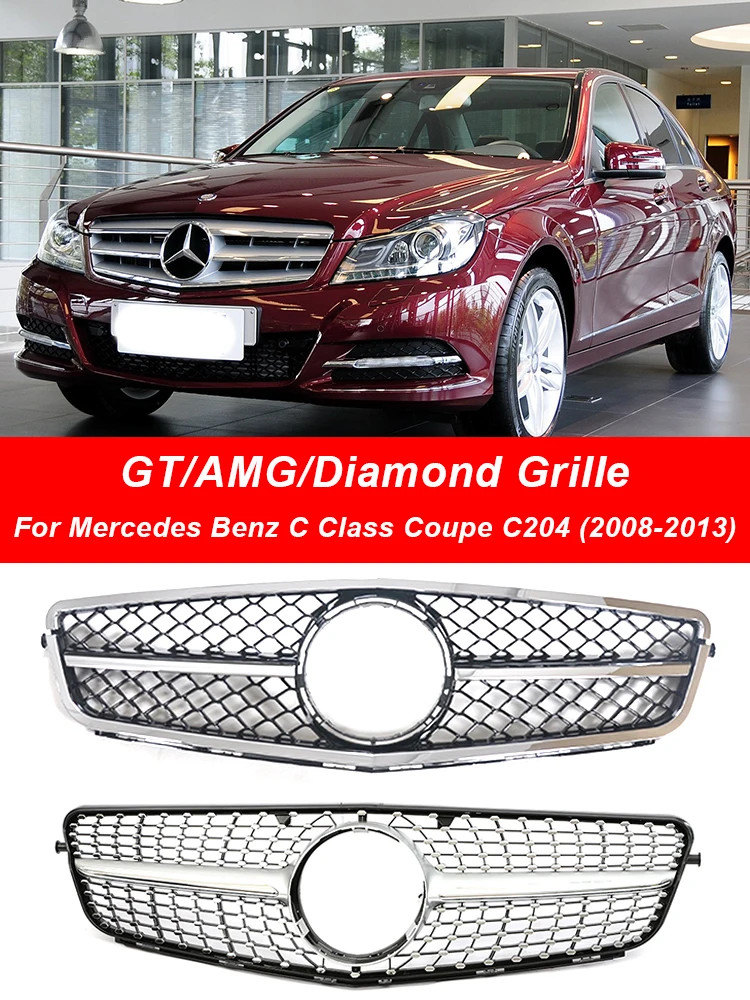 For Mercedes Benz C Class W204 Auto Grill Panamericana GT Diamond AMG Grille C180 C200 C300 C350 2008 2009 2010 2011 2012 2013