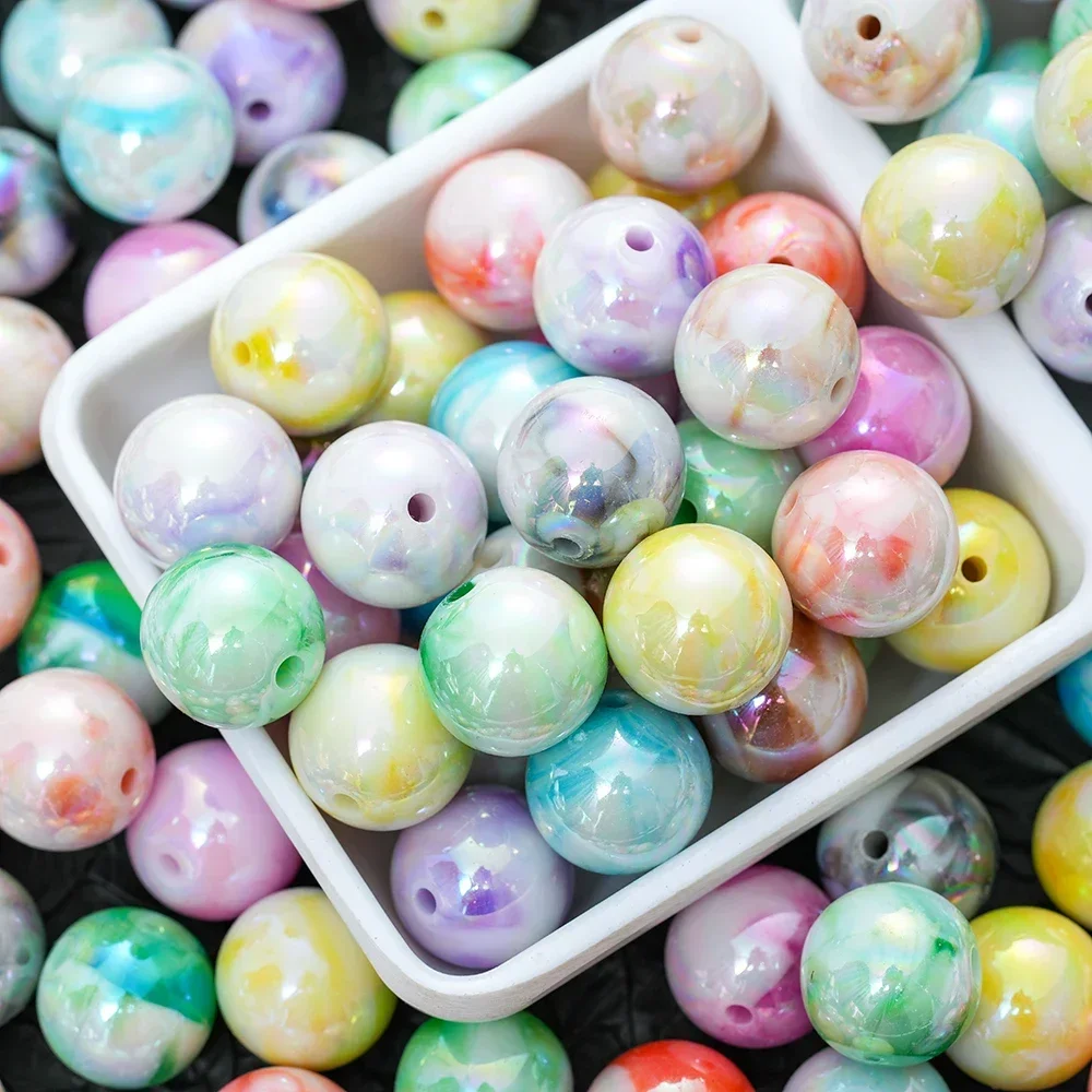 

10pcs 16mm Acrylic Gradient Dual Color Round Beads For Jewelry Bracelets Necklaces Hair Clips Making DIY Accessories