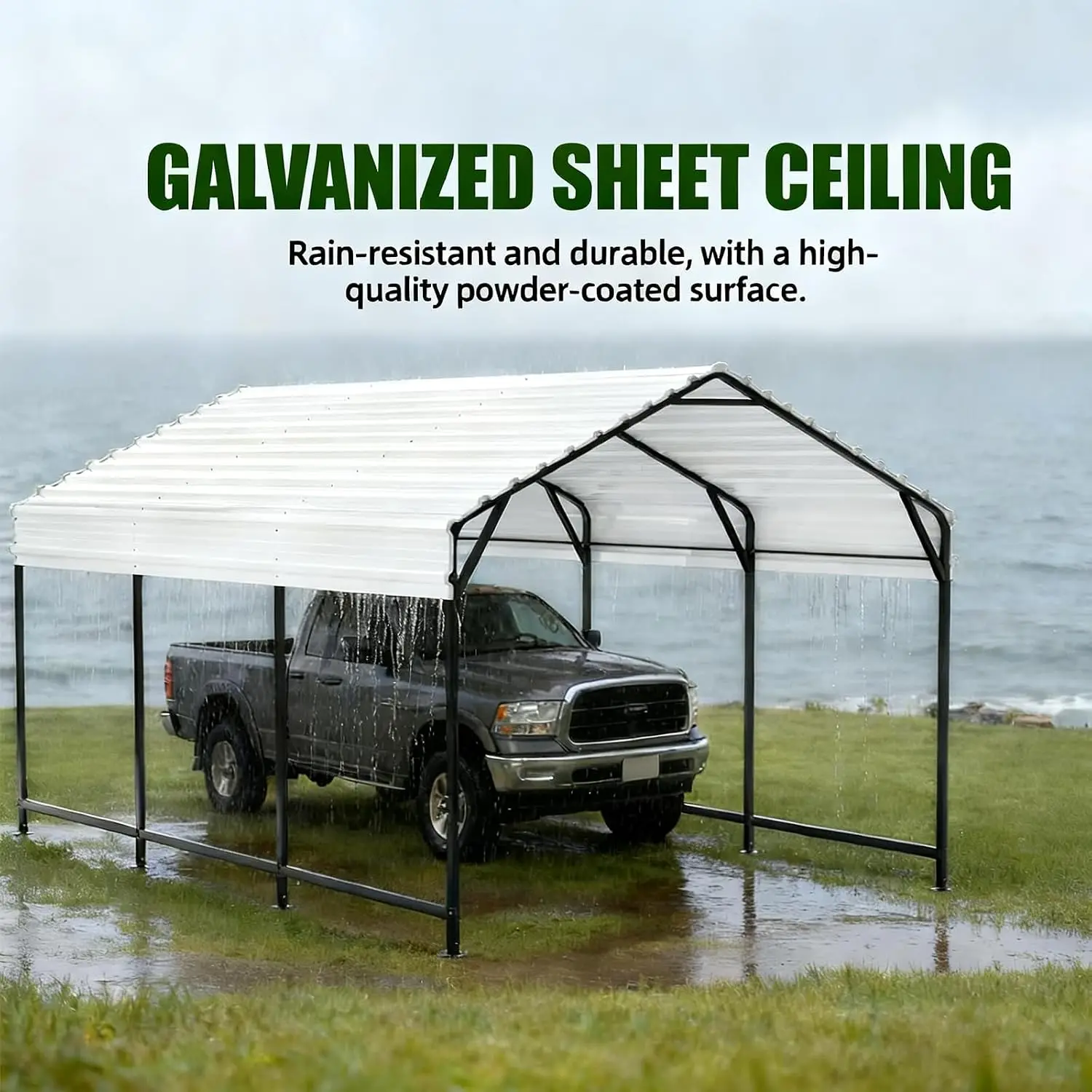 Metal Carport Heavy Duty 12x20ft Outdoor Galvanized Steel Car Port, Vehicle Canopy Garage Shade, Multi-Use Shelter for, Custom