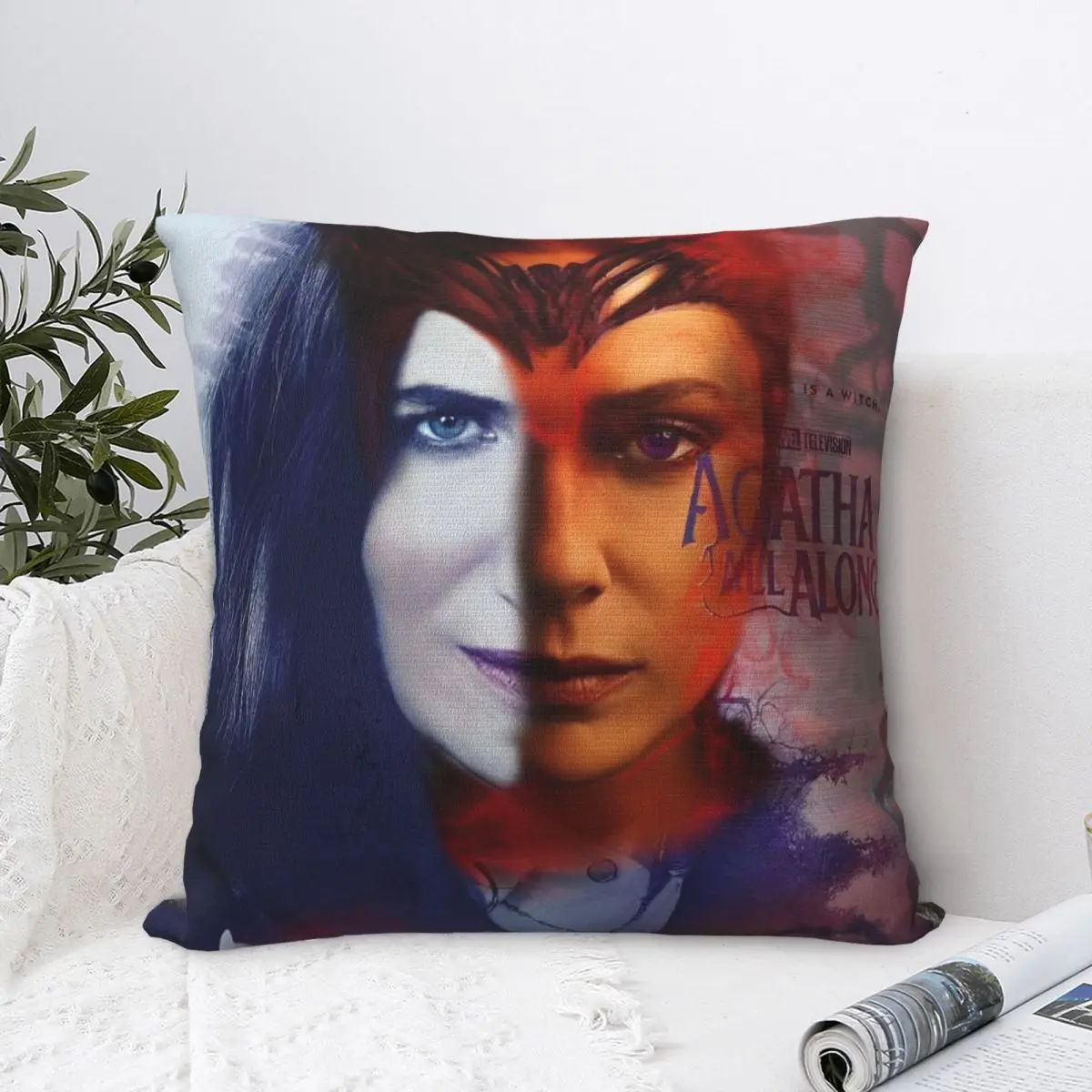 Agatha All Along And Wanda Pillowcase Polyester Cushion Cover Decorative Dark Comedy Superhero Pillow Case Cover Home Square