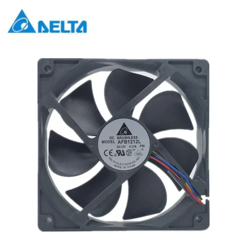 Novo Delta AFB1212L Ventilador, Silencioso Chassis de Alimentação, DC 12V, 0.21a, 12025, 12cm, 120x120x25mm