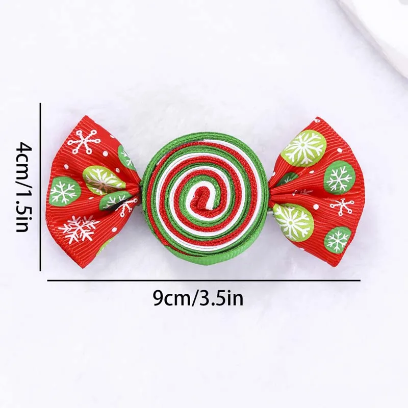 Oaoleer 2Pcs/Set Christmas Candy Hair Clips For Baby Girl Cute Snowflake Print Hairpin Barrettes Hairgrips Kids Hair Accessories