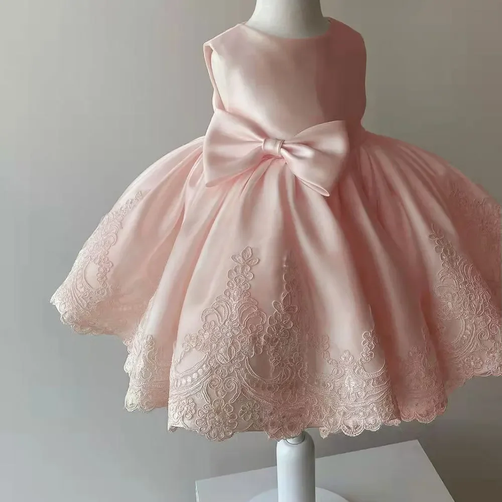 Elegant Dresses For Girls Christmas Solid Lace Girl Party Dress Princess Birthday Wedding New Year Costume Clothes 1-6T