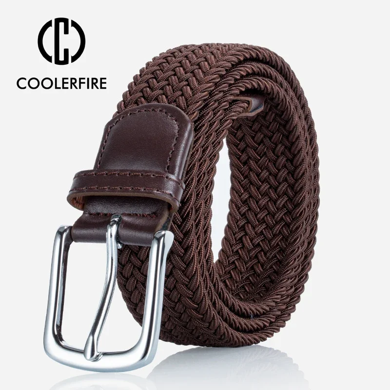 Men Belts Knitted Elastic Woven Belts for Men High Quality Pin Buckle Casual Student Work Sports Strap HB022