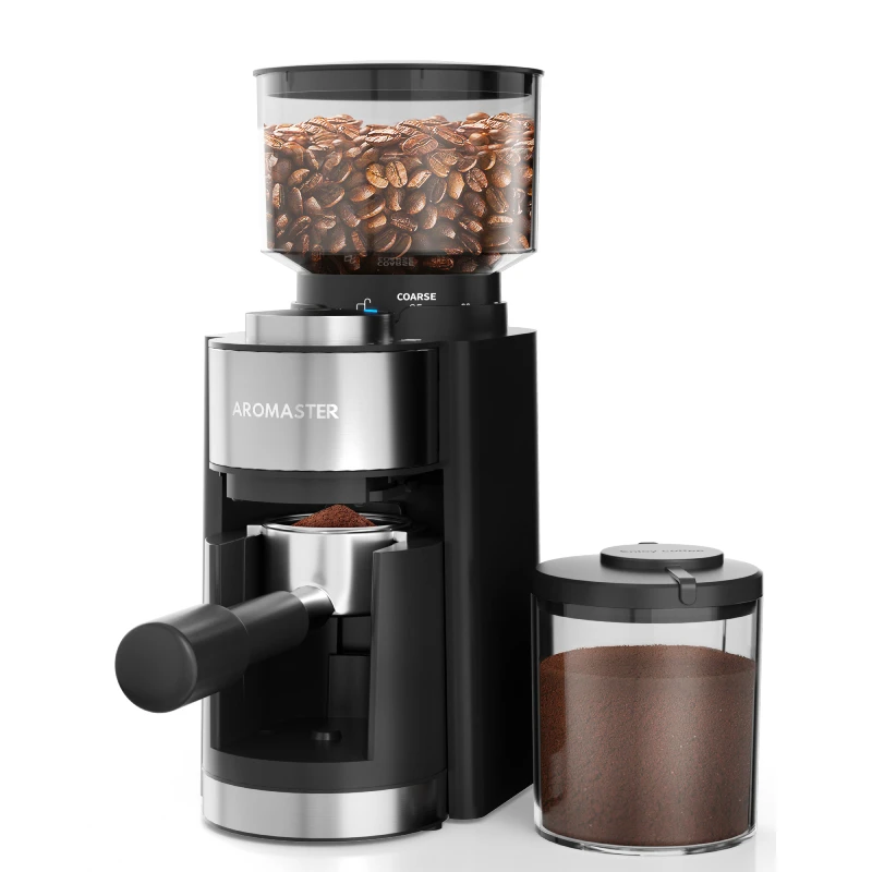 

Aromaster Electric Coffee Grinder for Espresso, 25 Grind Settings with 51-53mm Portafilter Holder, 2-12 Cups Timer