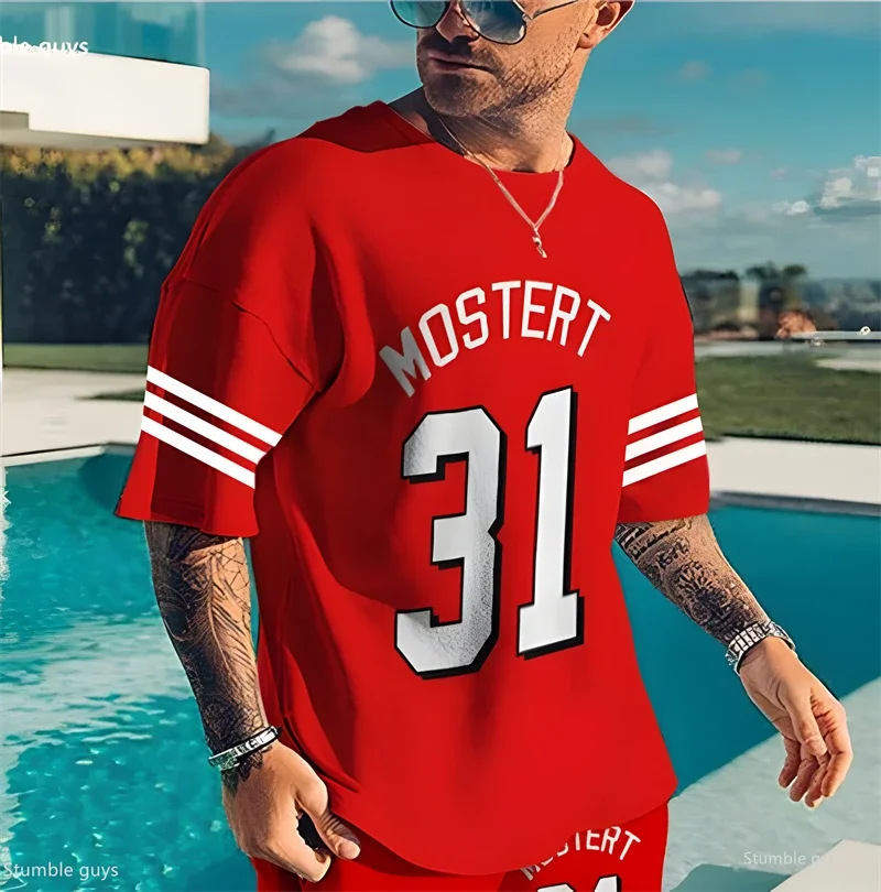 Hot Sale Men's Summer Large Size Sports Jersey T-Shirt Anime Graphic Loose Short Sleeve Breathable Oversized Tops