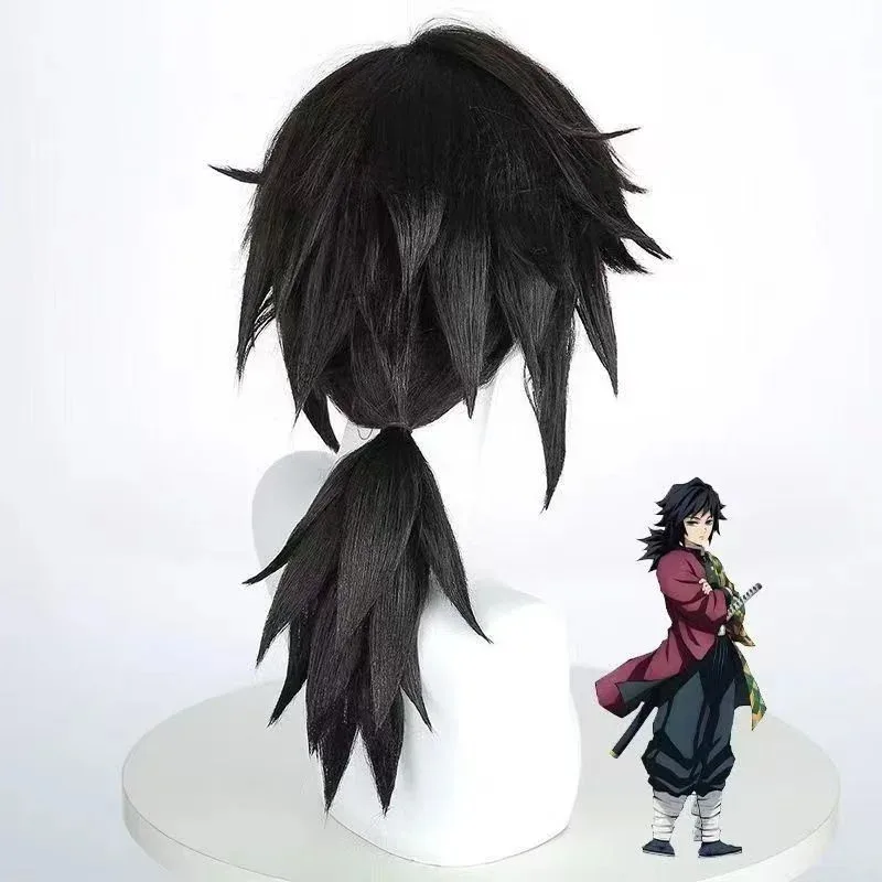 

2025 11 Demon Slayer Tomioka Giyuu Cosplay Synthetic Short Straight Anime Coser Heat Resistant Fiber High Quality Wig Ha
