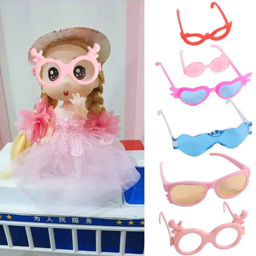 

2 шт./компл. кукольные солнцезащитные очки в стиле ретро, крутые кукольные очки, разноцветные модные стили, мини-пластиковые очки в форме сердца, круглая оправа в стиле ретро