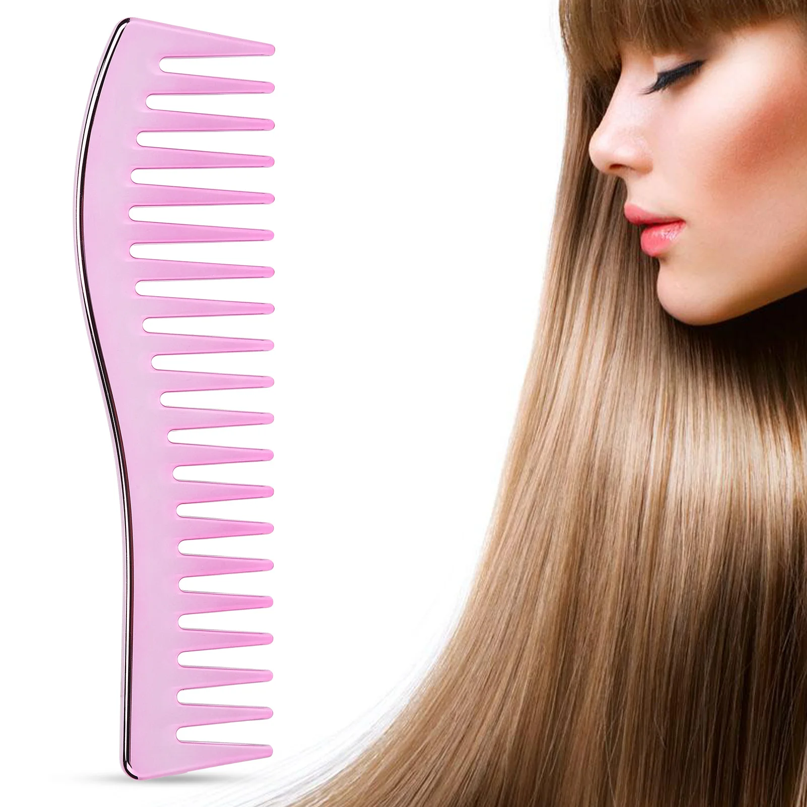 Wide Tooth Combs No Handle Hair Detangling Comb Large Salon Shampoo Comb for Men WomenPurple Pink