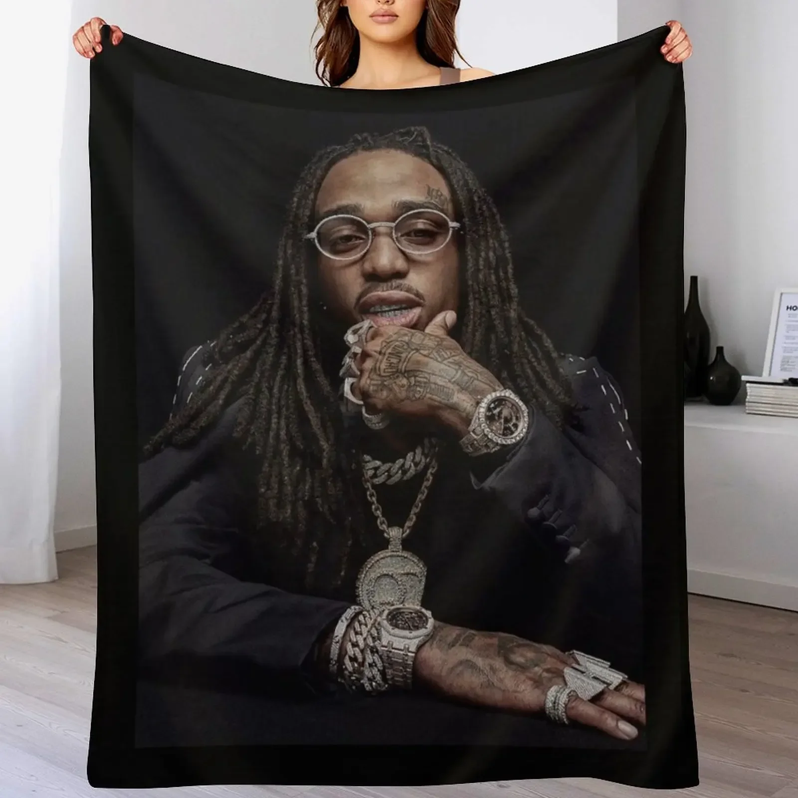 

Quavo - Poster Throw Blanket funny gift Luxury Designer valentine gift ideas Plaid on the sofa Blankets