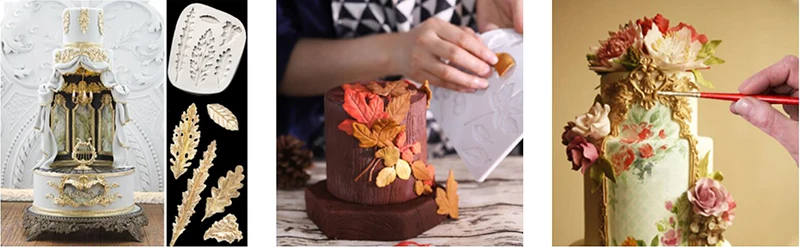 Baum blatt Silikon form Blätter Harz Schimmel Kuchen Ton Fondant Moule Dekorations werkzeuge Cupcake Topper Küchen zubehör Artikel backen – Detail 4