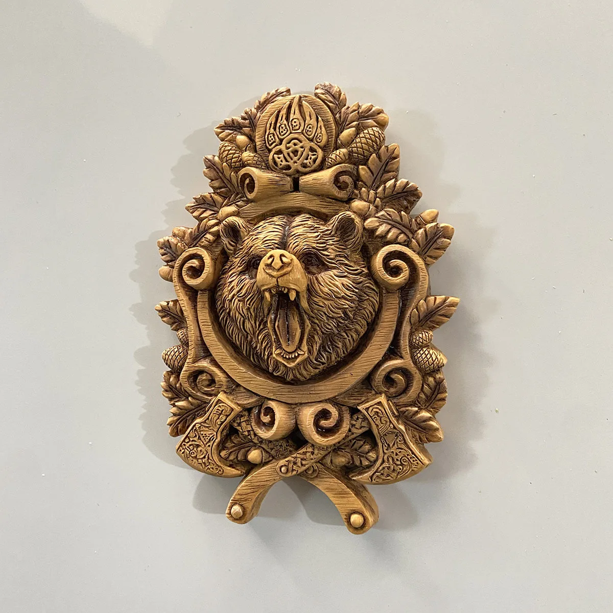 

Viking Series Raging Bear Wall Panel Statue Home Crafts Decorative Ornament Pendant