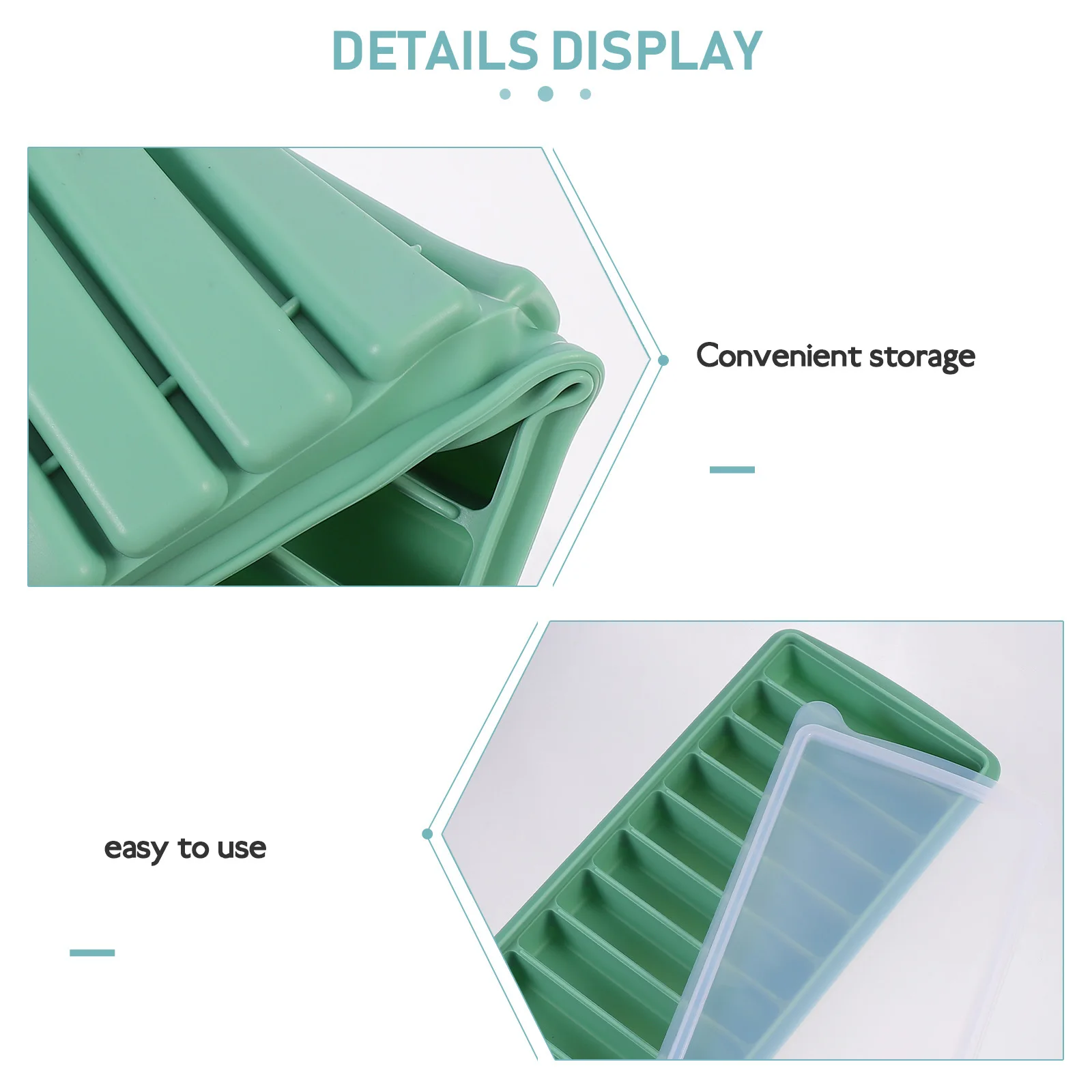 

Mold Silicone Ice Tray Soft Molds Trays Mould with Cover Lid Green Silica Gel Moulds Baby