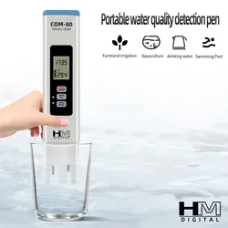 HM Digital 3 in 1 Water Quality Tester Portable TDS EC Temp Meter COM-80 Hydrotester Water Test Pen for Aquaclture Laboratory