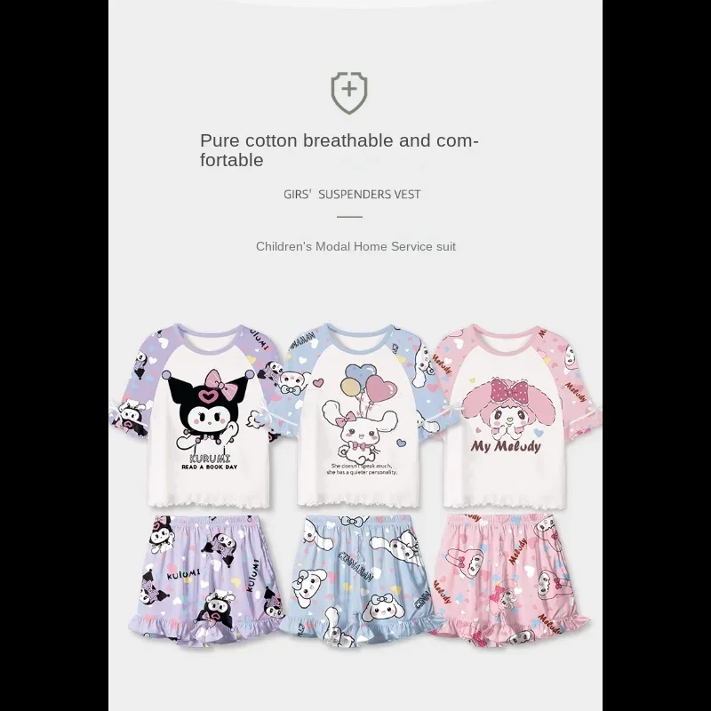 Sanrio-Pijama de seda Clow M para mujer, ropa de dormir de dibujos animados, informal, cómoda, fresca, transpirable, ligera, para el hogar