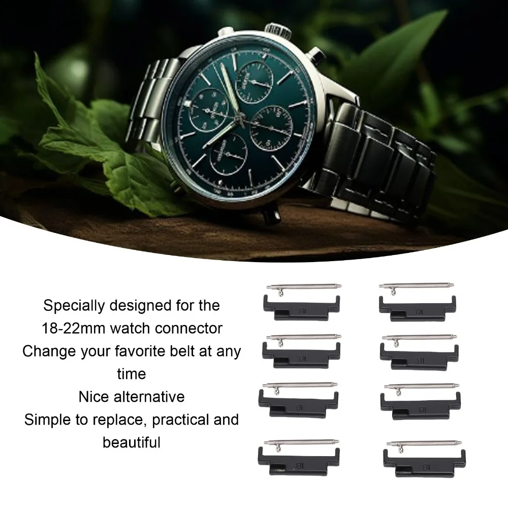 4 Pairs Metal Metal Watch Band Adapter Stainless Steel Universal Watch Band Connector Black Strap Adapter Changing Watch Bands