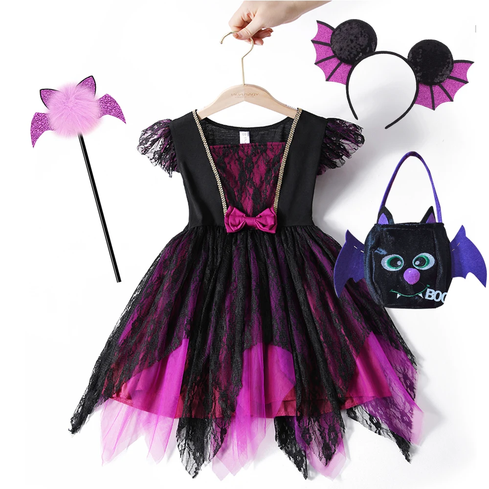 

Girls Halloween Costume Dress Witch Cosplay Children Clothing Outfit Fancy Carnival Party Tutu Dress Toddler School Disguise