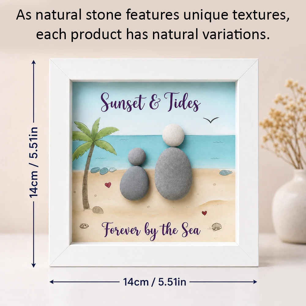 Personalized Custom Text Pebble Art Shadow Box Frame,Anniversary,Birthday,Valentine's Day,Housewarming Gift,Home Shelf,Desk Disp