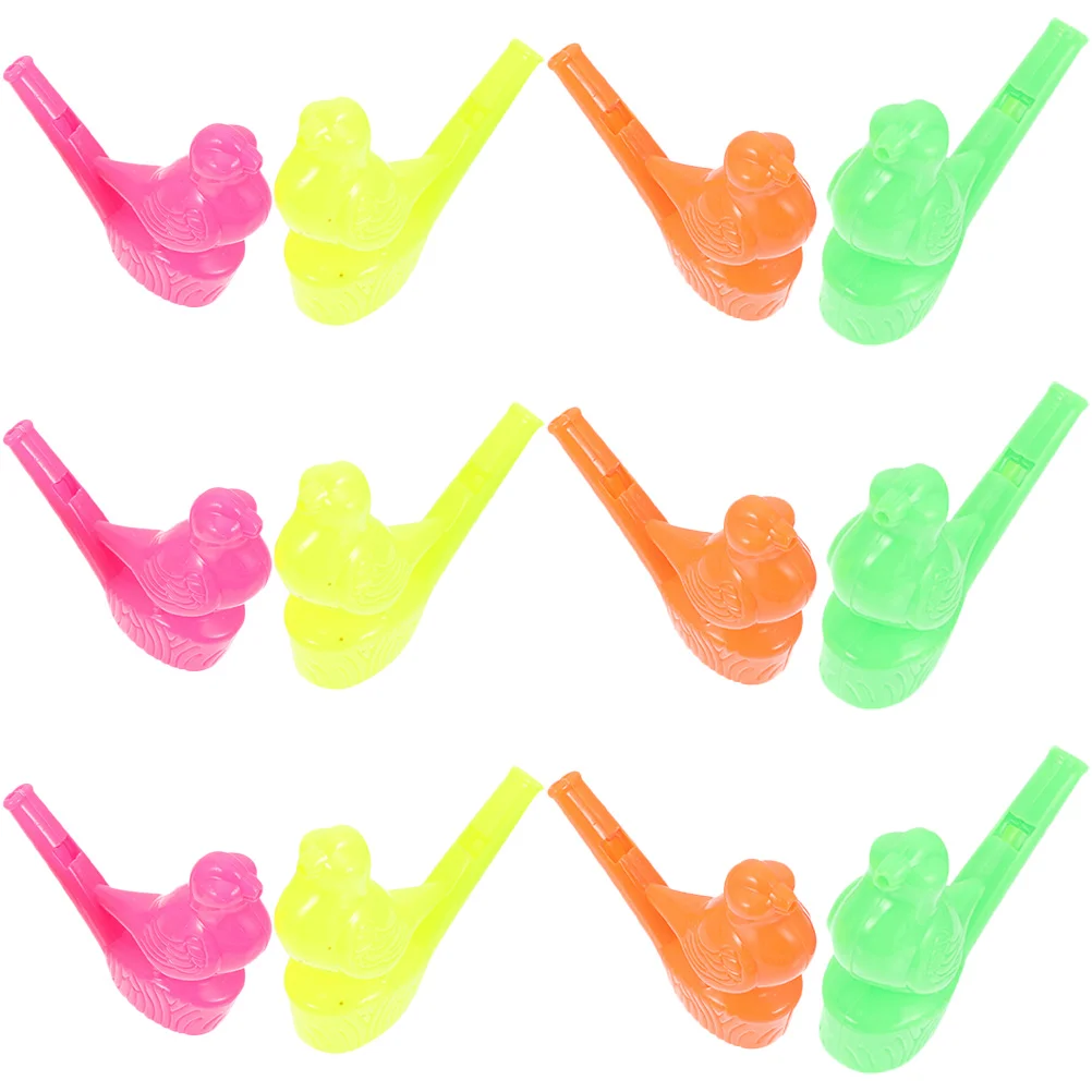 

12Pcs Bird Whistles Plastic Colorful Small Musical Instrument Party Props Cartoon Bird Shaped Whistles for Birthday Holiday