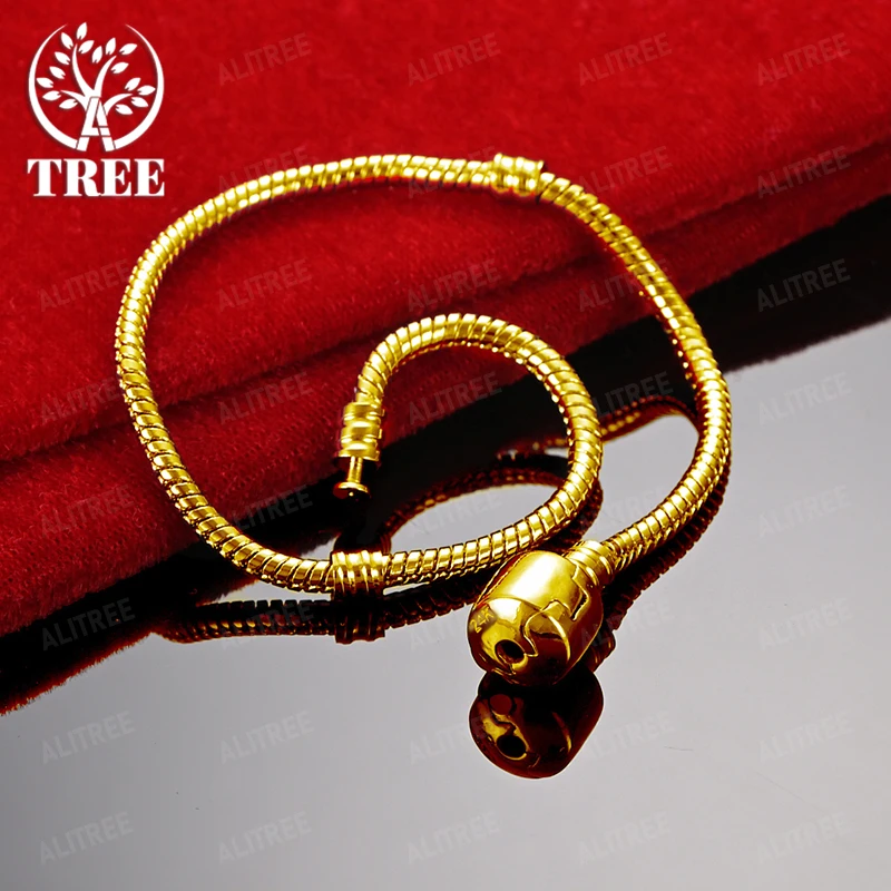 الفاخرة 18 كيلو سوار ذهب أربع أوراق البرسيم قطرة الماء ثعبان سلسلة للنساء موضة حفلة هدية عيد ميلاد هدايا مجوهرات شعبية #3