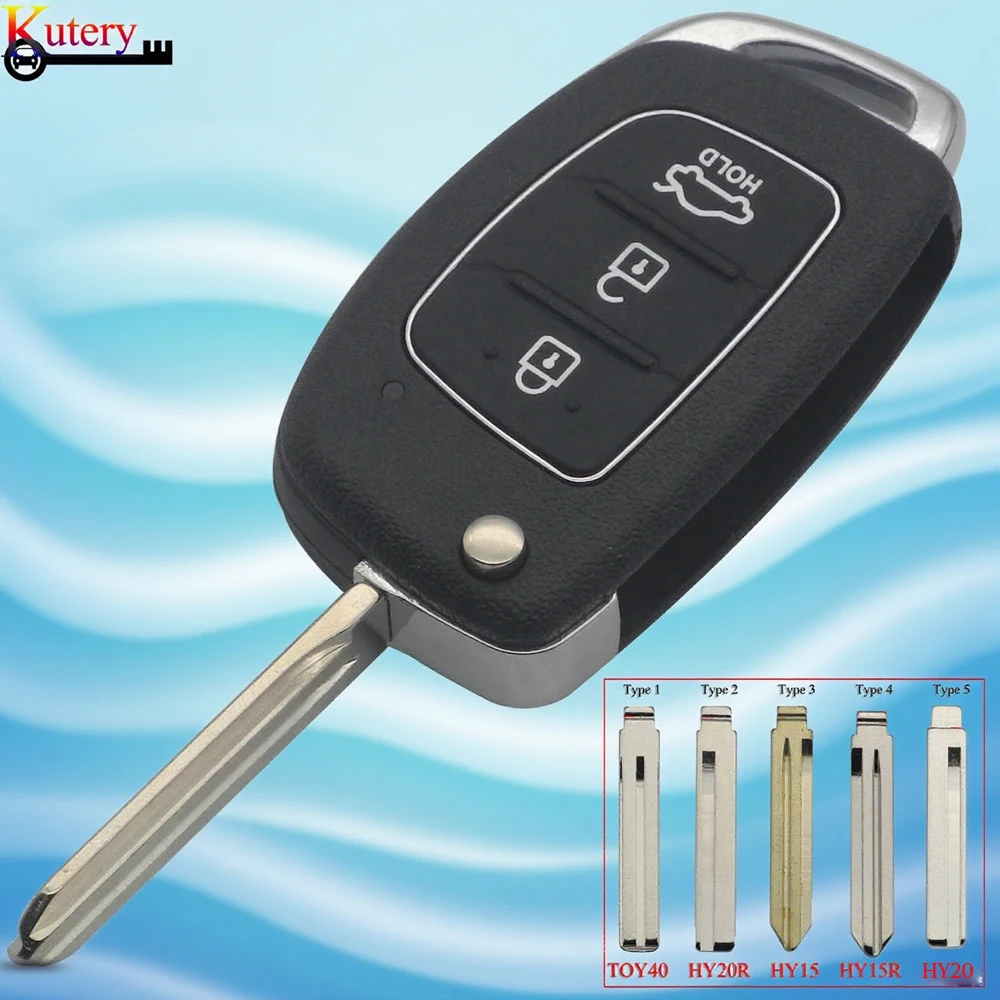 

jingyuqin 3 Buttons Remote Car Key Shell For Hyundai IX45 I30 Accent Elantra Solaris Sonata Tucson Santa Fe Key Case Replacement