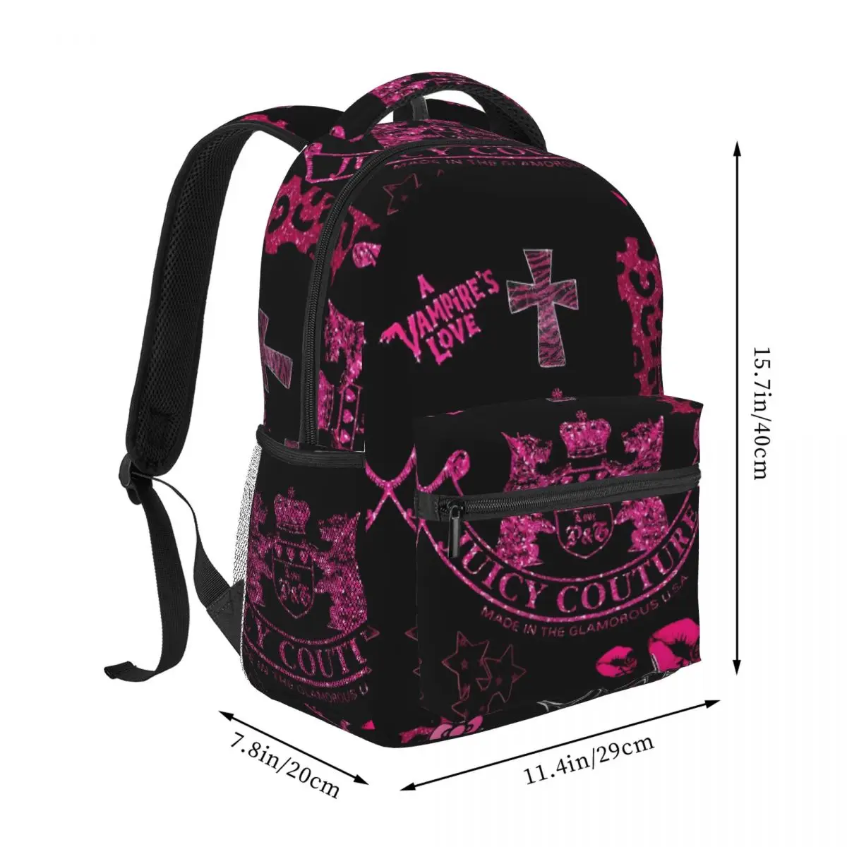 Juicy-Couture Student School Bookbag Canvas Daypack Elementary High College Travel Bags 16in