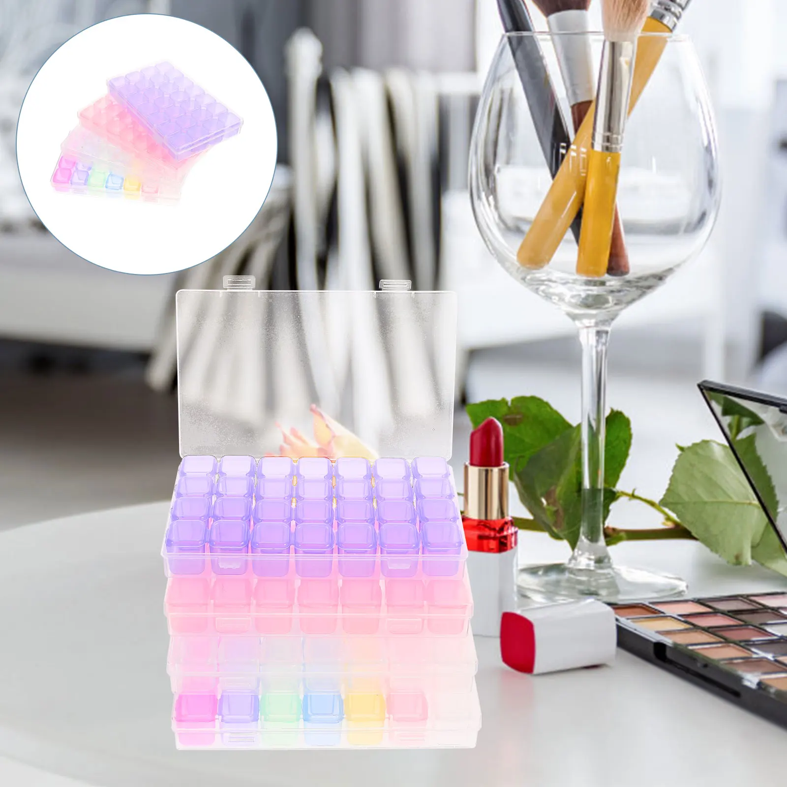 

4pcs Eyeshadow 28 Grid Storage Box Durable Container Makeup ganizers Beads Holder DIY Tool Case Efficient Storage