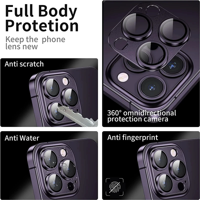 Vetro di protezione dell'obiettivo della fotocamera in metallo per iPhone 14 15 16 Pro Max HD pellicola protettiva per obiettivo posteriore per iPhone 15Pro 16Pro 14 Plus 16plus