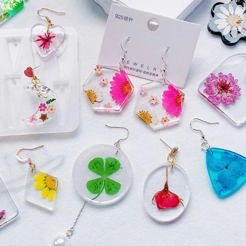  Multi-Shapes Pendant Moulds Keychain Moulds with Holes Clay Mould Jewelry Tools