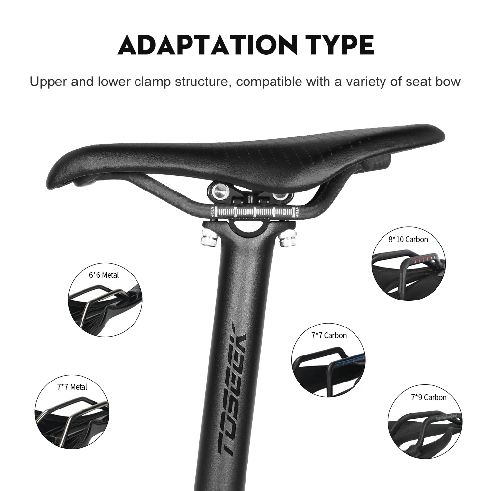 TOSEEK ZF-One Carbon Seatpost 27.2/30.8/31.6mm Matte Black MTB/Road Bike Seat Post Length 280mm Seat Tube Bicycle Parts image 6