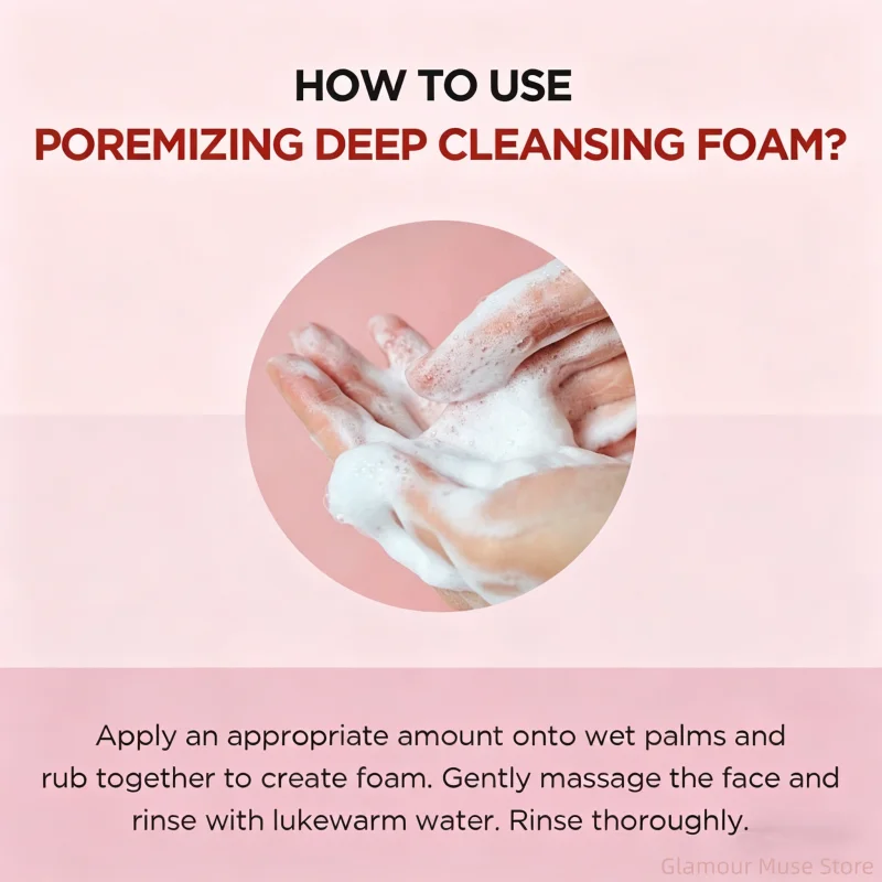 Korean Centella Poremizing Deep Cleansing Foam,Pink Salt Facial Pore Cleansing Gentle  Moisturizing Cleanser Face Care Products