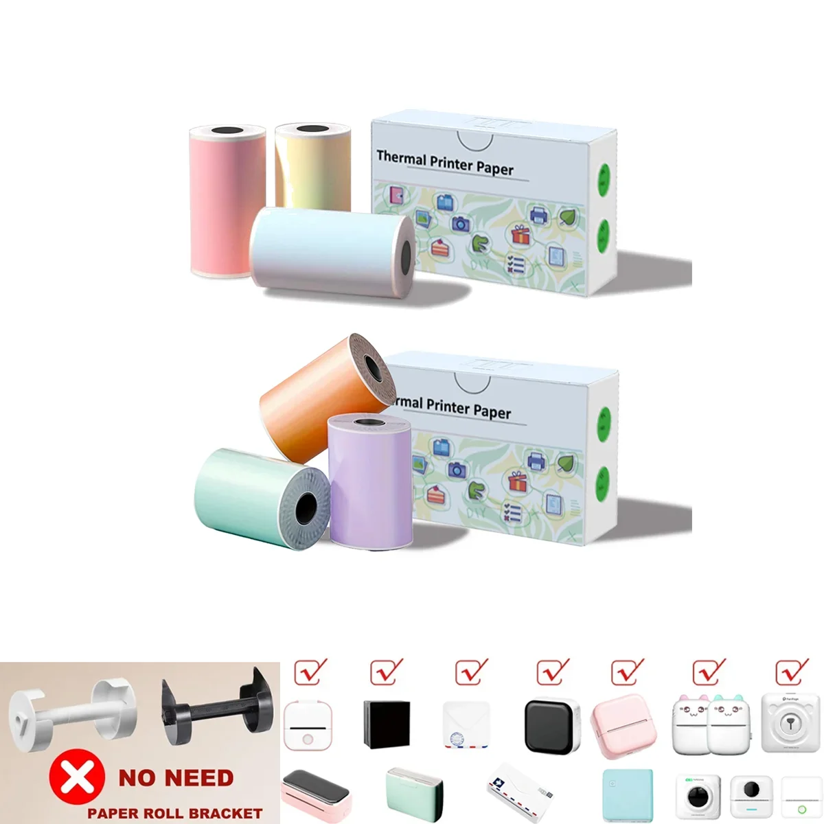 Color Sticky Thermal Printer Paper Adhesive 57mm Mini Printing Paper Rolls Printable Stickers For P1 Printer PeriPage A6 Printer