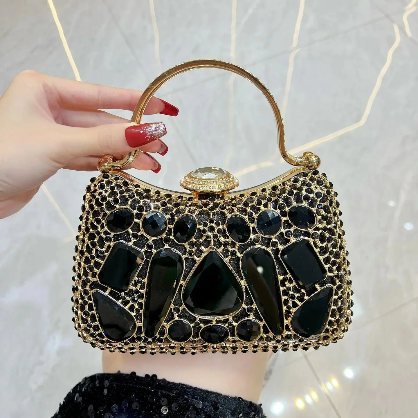 New Luxury Exquisite Rhinestone Evening Clutch for Women, French Style Handbag, Perfect for Party & Formal Dress Occasions