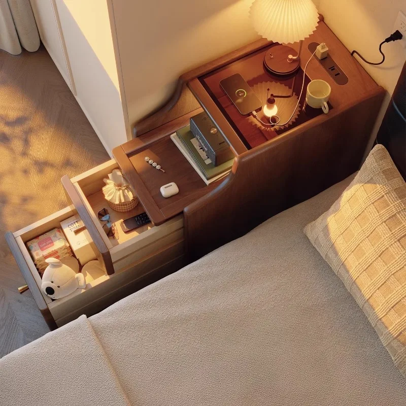 Solid wood ultra-narrow nightstand, small home bedroom, ultra-narrow 20cm, 30cm narrow edge gap, mini bedside cabinet