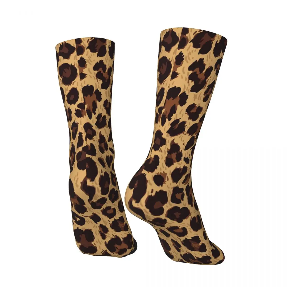 Gold Leopard Socks Trendy Animal Print Casual Youth Mid Stockings Large Chemical Fiber Sports Modern Socks