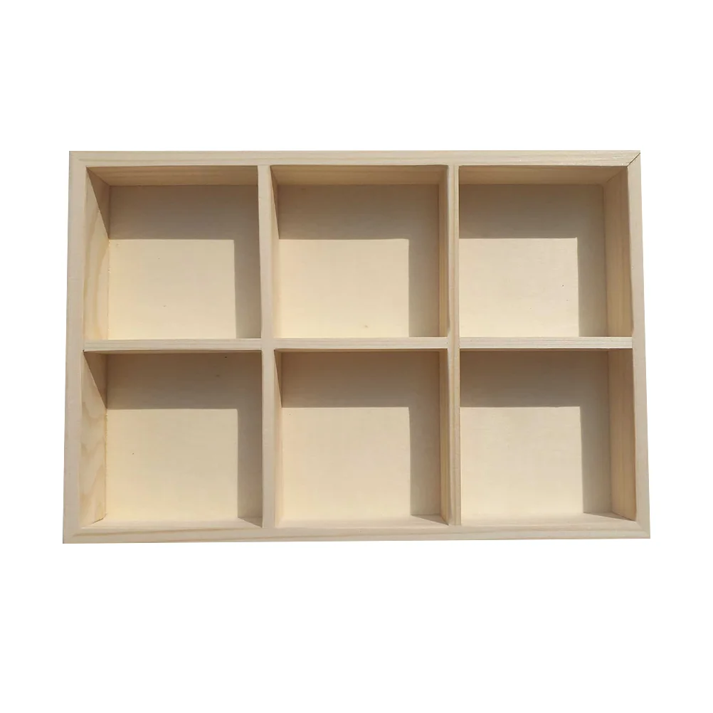 6 Grid Storage Wooden Pigment Container Pigment Box Painting Stick Box Small Supplies ganizer Compact