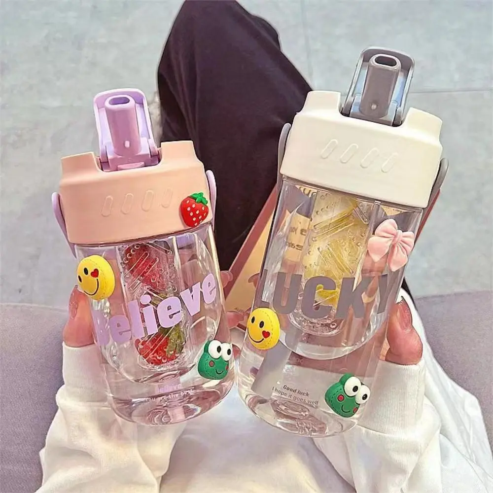 

With Handle Drinking Water Straw Cups High-capacity Leak Proof Straw Plastic Water Bottle Plastic Container