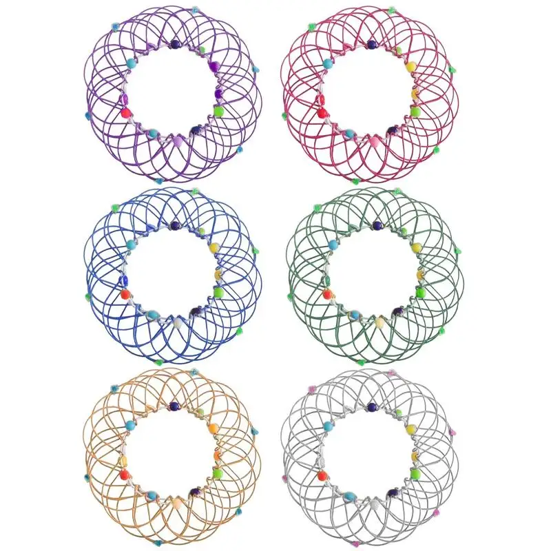 

Magic Mandala Flower Basket Toy Anxiety Stress Relieve Toys Multiple Changes Metal Hoop Ring Toy For Kids Children Gift