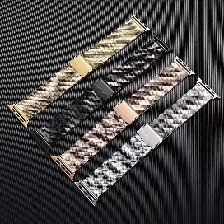 Luxury Metal Milanese Loop Metal Watch Bands 38mm 45mm Gold Stainless Steel Watch Band Strap For Apple Watch Band