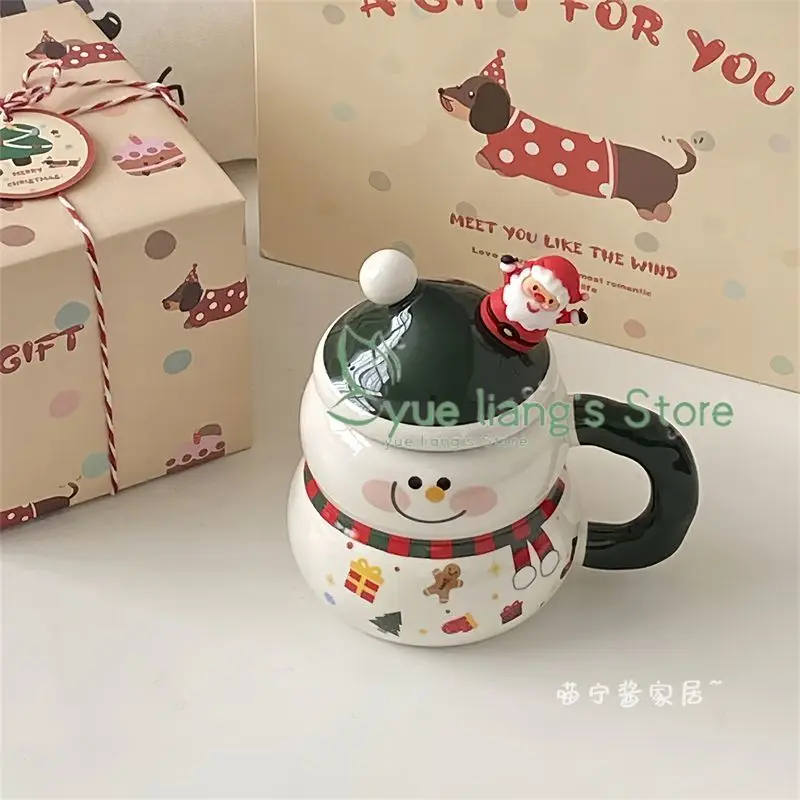 A snowman cup wearing a scarf ,Christmas Gift Cup, Cute Ceramic Mug, High Beauty Coffee Drinking Cup for Girls