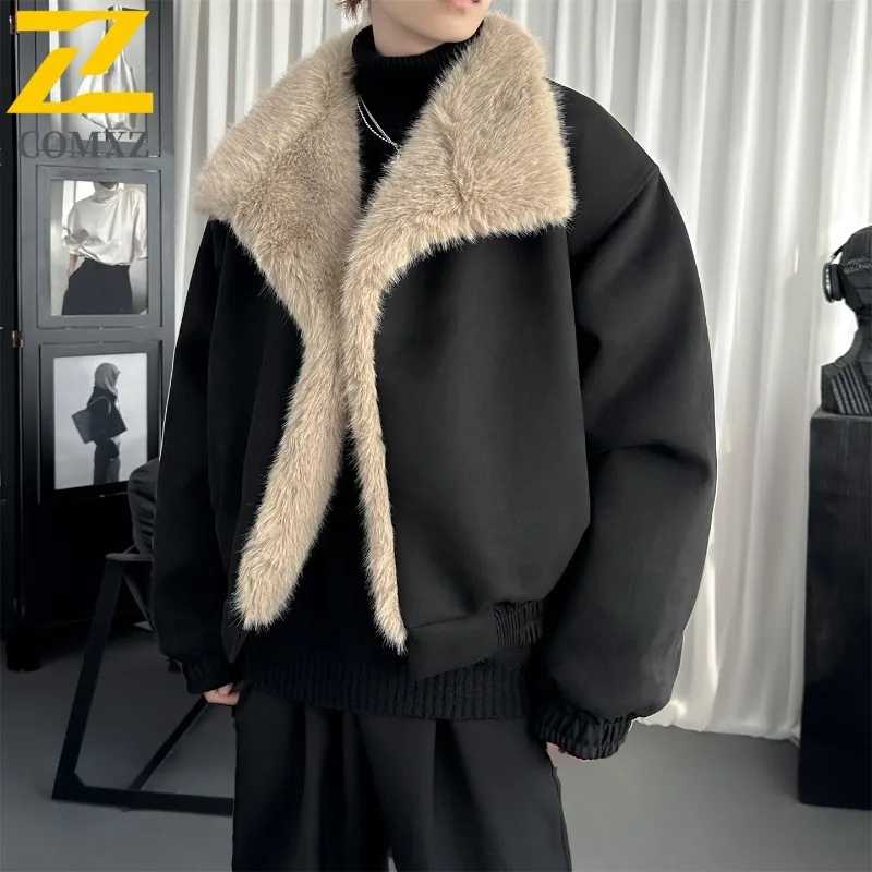 

COMXZ Мужская стеганая куртка премиум-класса с воротником-стойкой, уличная морозостойкая парка для путешествий, простая легкая зимняя новая одежда в городском стиле