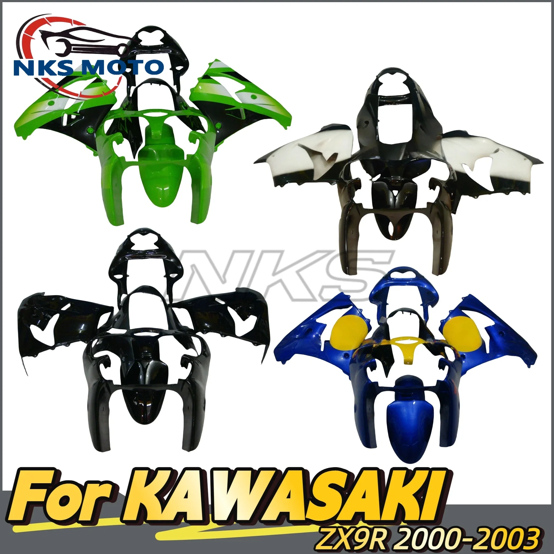 

ABS Injection Motorcycle Fairings For Kawasaki ZX9R ZX 9R 900 2000-2003 Green Painted Fairing Kit ZX900R Bodyframe Housing