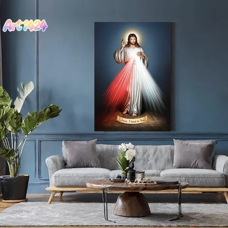 Jesus Divine Mercy Canvas Wall Art - Jesus Posters and Prints Wall Picture Modern Canvas Art Painting for Living Room Home De